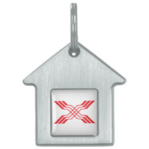 Médaillons Pour Animaux Domestiques Élégant Ruban Rouge ligne Lettre X Monogramme