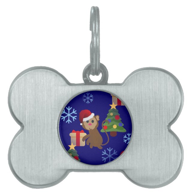 Médaillons Pour Animaux Domestiques Émotion de singe de père Noël (Devant)