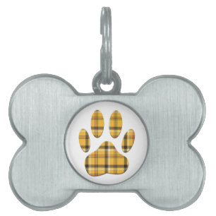 Médaillons Pour Animaux Domestiques Empreinte de patte de chien Tartan