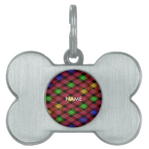 Médaillons Pour Animaux Domestiques en vichy vérifier le Motif multicolore