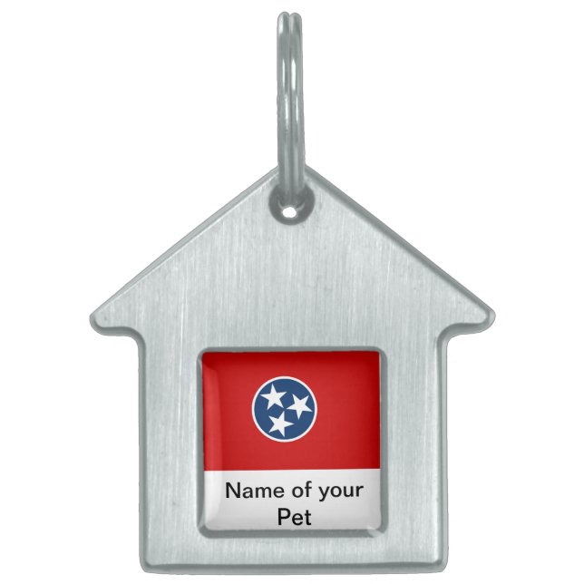 Médaillons Pour Animaux Domestiques Étiquette avec drapeau de l'État du Tennessee (Devant)