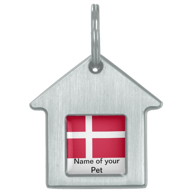 Médaillons Pour Animaux Domestiques Étiquette avec drapeau du Danemark (Devant)
