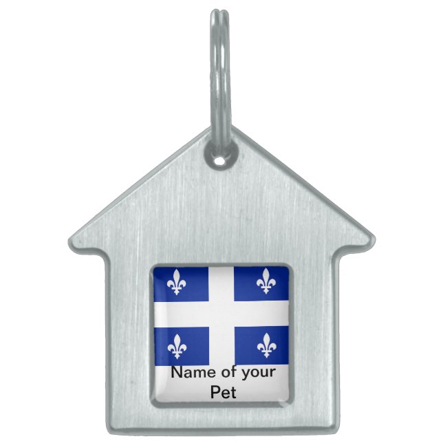 Médaillons Pour Animaux Domestiques Étiquette avec drapeau du Québec, Canada (Devant)
