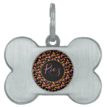 Étiquette Motif animal rose Noir Nom de l'animal