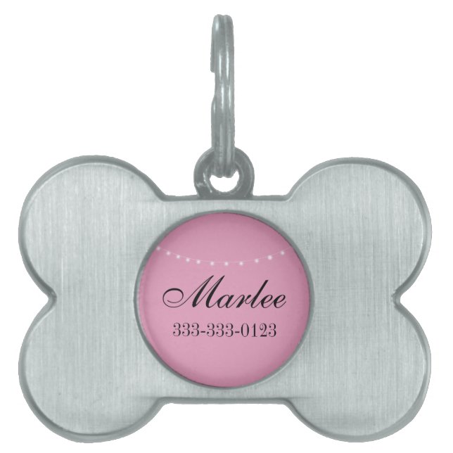 Médaillons Pour Animaux Domestiques Étiquette Pink String Light Pet (Devant)