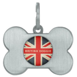 Médaillons Pour Animaux Domestiques Étiquette snob d'identification d'Union Jack de