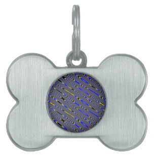 Médaillons Pour Animaux Domestiques Étiquette Tourbillonnant Motif noir bleu et jaune