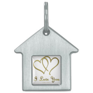 Médaillons Pour Animaux Domestiques Eventré Gold Hearts i Love You