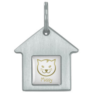 Médaillons Pour Animaux Domestiques Faux Gold Chat Face - Couleur arrière - plan perso