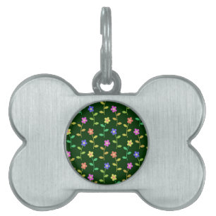 Médaillons Pour Animaux Domestiques Fleurs Colorées, Motif Floral, Verdure, Boho