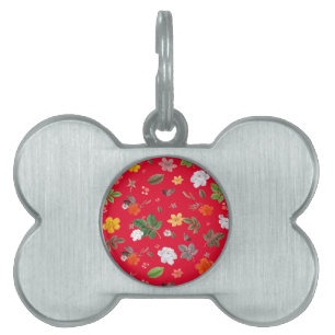 Médaillons Pour Animaux Domestiques Fleurs jaunes et roses blanches 13
