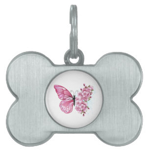 Médaillons Pour Animaux Domestiques Flower Butterfly