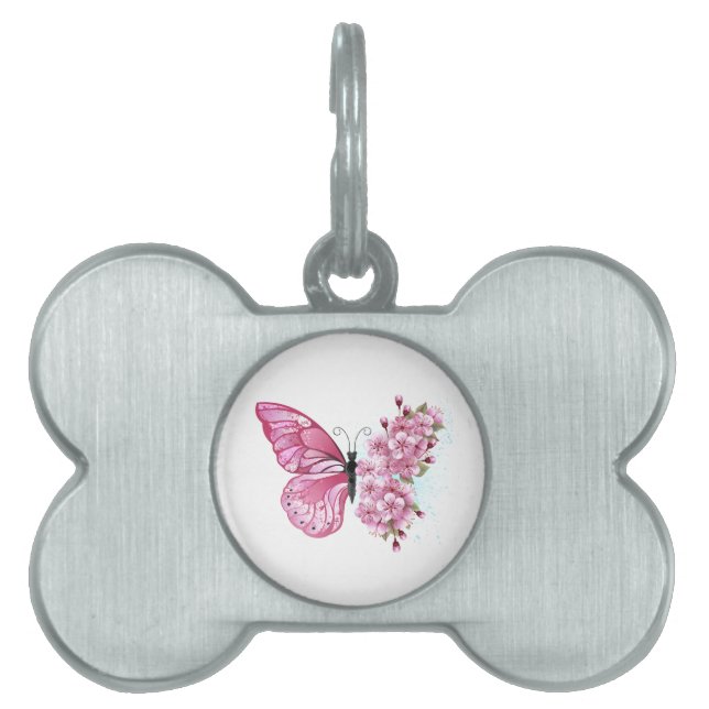 Médaillons Pour Animaux Domestiques Flower Butterfly (Devant)