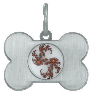Médaillons Pour Animaux Domestiques Fractale Orange Sunburst