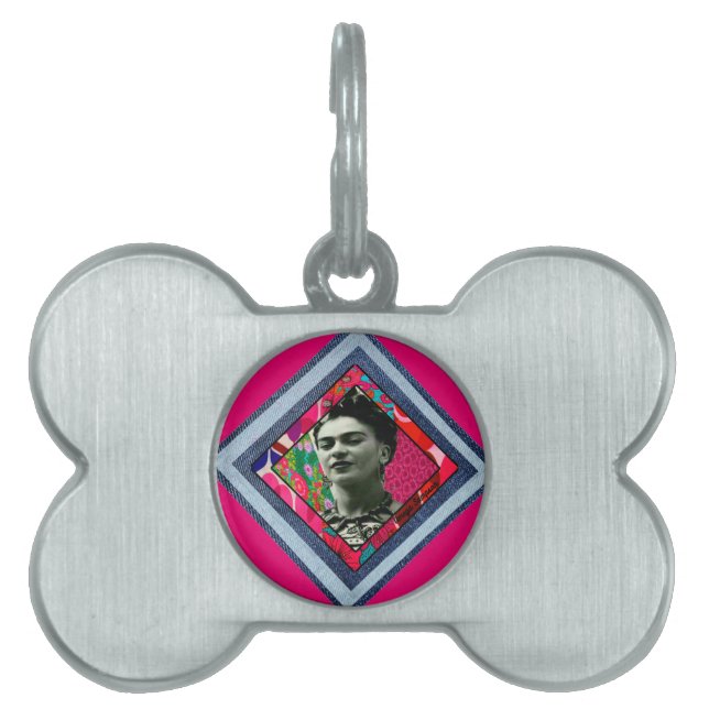 Médaillons Pour Animaux Domestiques Frida Kahlo Retro Denim Diamond (Devant)