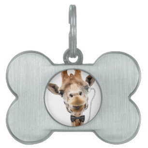 Médaillons Pour Animaux Domestiques Giraffe drôle avec Bowtie et Monocle