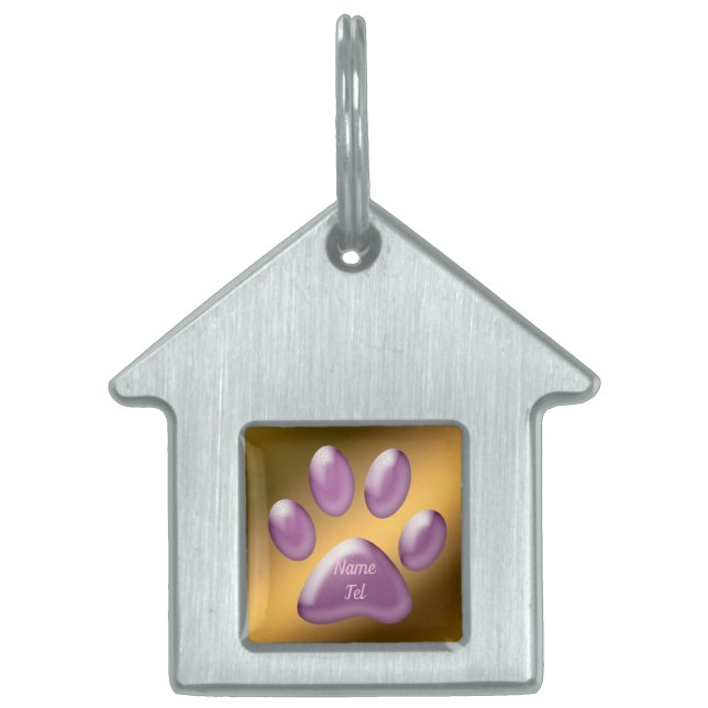 Médaillons Pour Animaux Domestiques Gold Purple (Devant)