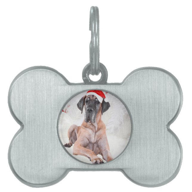 Médaillons Pour Animaux Domestiques Grand chien Danse Casquette Joyeux Noël (Devant)