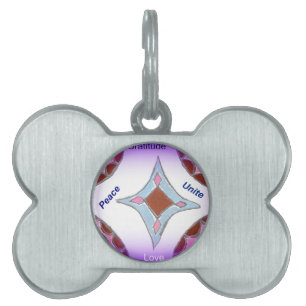 Médaillons Pour Animaux Domestiques "Gratitude Peace Love Unite" Mandala Art Imprimer