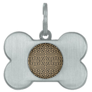 Médaillons Pour Animaux Domestiques Grec Meander Carré clé H Motif Brown