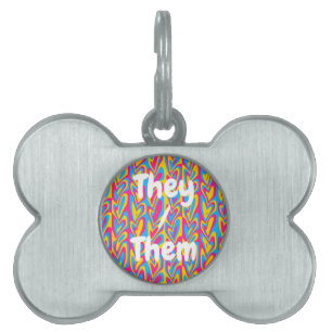 Médaillons Pour Animaux Domestiques Groovy Trippy Squiggly Drôle Pansexuel Fierté 
