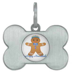 Médaillons Pour Animaux Domestiques Happy Hanoukka Gingerbread Man Menorah