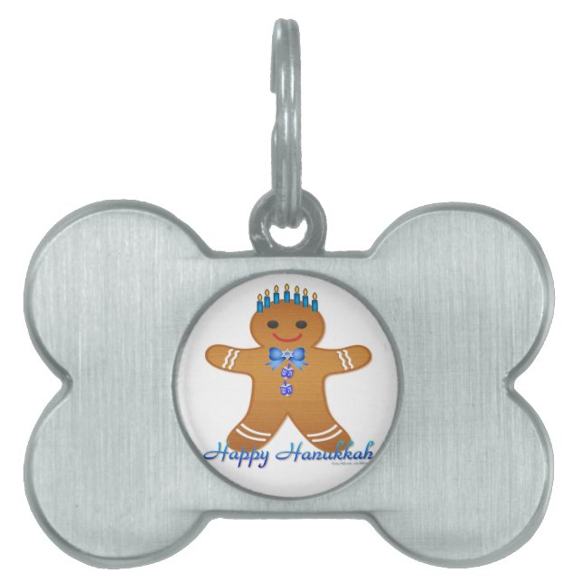 Médaillons Pour Animaux Domestiques Happy Hanoukka Gingerbread Man Menorah (Devant)