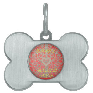 Médaillons Pour Animaux Domestiques Happy Holidays Heart Red and Gold Collection