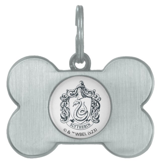 Médaillons Pour Animaux Domestiques Harry Potter | Slytherin Crest - noir et blanc (Devant)