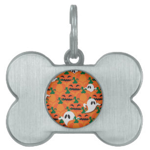 Médaillons Pour Animaux Domestiques Haunted Halloween Citrouille Patch Ghosts