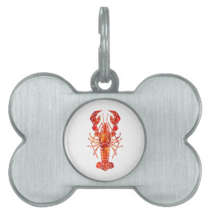 Médaillons Pour Animaux Domestiques Homard polygonal rouge