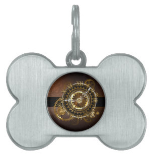 Médaillons Pour Animaux Domestiques Horloge Steampunk avec des engrenages anciens