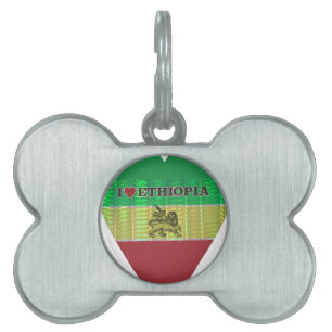 Médaillons Pour Animaux Domestiques I Love Heart Ethiopie : Drapeau Art Motif