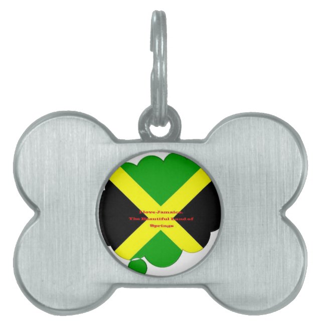 Médaillons Pour Animaux Domestiques I Love Jamaica Text on Flag Art Print (Devant)