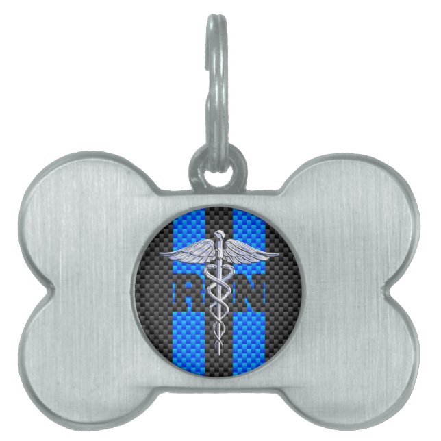 Médaillons Pour Animaux Domestiques Infirmière inscrite RN Silver Caduceus (Devant)