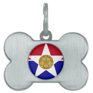 Médaillons Pour Animaux Domestiques Insigne de Dallas, Texas avec drapeau