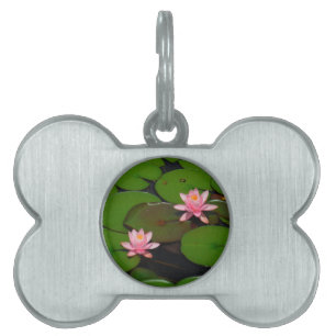 Médaillons Pour Animaux Domestiques Jardin de fleurs de laine d'eau de lotus rose,