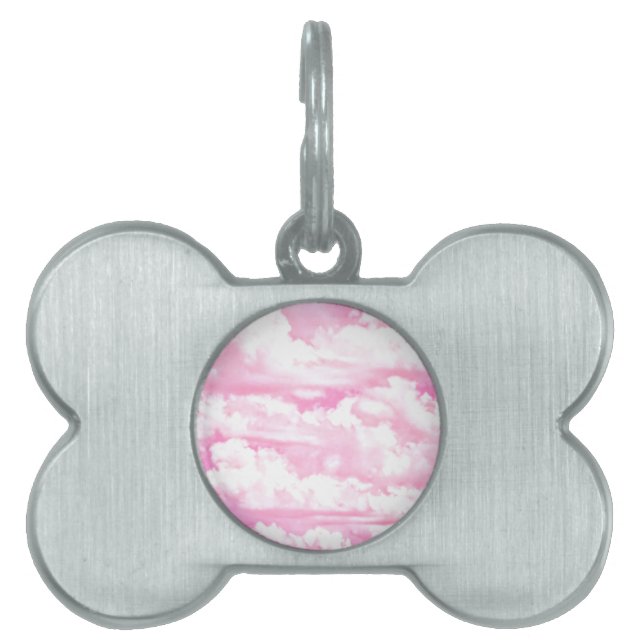 Médaillons Pour Animaux Domestiques Joyeux Fuchsia nuages roses (Devant)