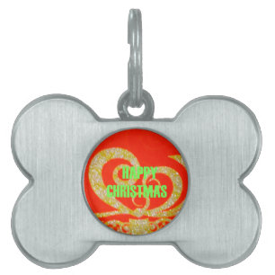 Médaillons Pour Animaux Domestiques Joyeux Noël Rouge et Gold Collection.