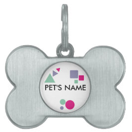 Médaillons Pour Animaux Domestiques Le nom de l'animal turquoise rose pourpre forme le