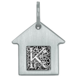 Médaillons Pour Animaux Domestiques Lettre K Monogramme médiéval Art Nouveau