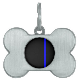Médaillons Pour Animaux Domestiques Ligne Bleue Mince Symbolique verticale