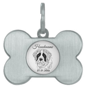 Médaillons Pour Animaux Domestiques Ligne d'art personnalisée pour chien St. Bernard