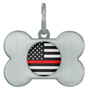Médaillons Pour Animaux Domestiques Ligne rouge drapeau des USA sur a