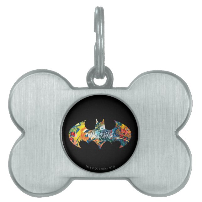 Médaillons Pour Animaux Domestiques Logo Batman Neon/80s Graffiti (Devant)