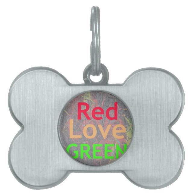 MÉDAILLONS POUR ANIMAUX DOMESTIQUES LOVE RED GOLDEN VERT (Devant)