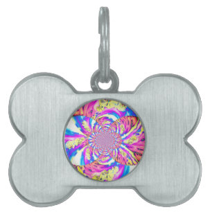 Médaillons Pour Animaux Domestiques Mandala floral abstrait rose orchidées roses