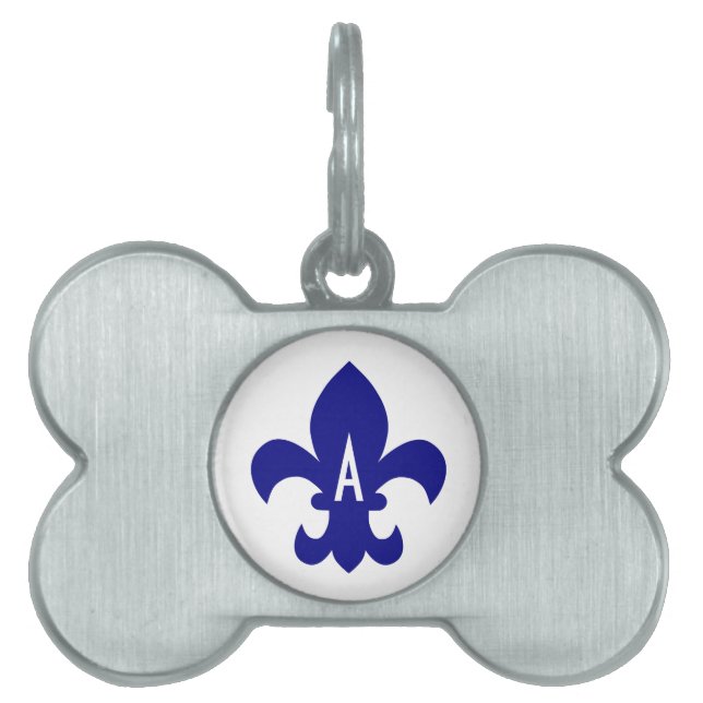 Médaillons Pour Animaux Domestiques Marine Fleur de Lis Monogram (Devant)