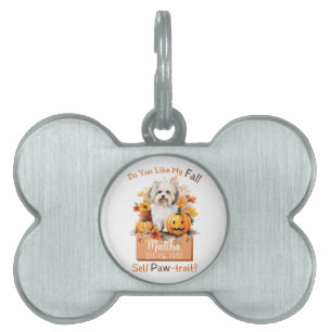 Médaillons Pour Animaux Domestiques Matcha de chien d'automne personnalisable