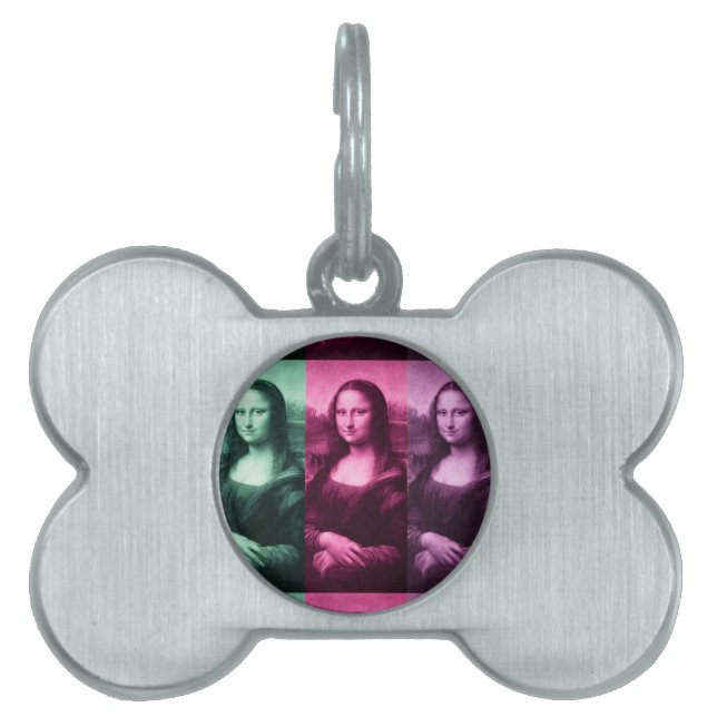 Médaillons Pour Animaux Domestiques Mona Lisa Rose vert violet (Devant)